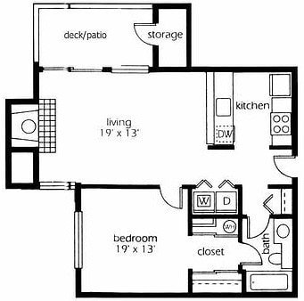 Floor Plan - 1 Bed 1 Bath