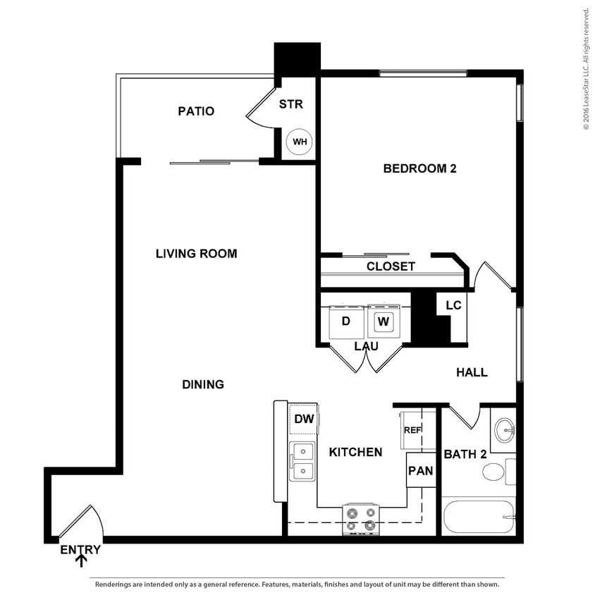 Floor Plan - 1 Bedroom 1 Bath Plan C
