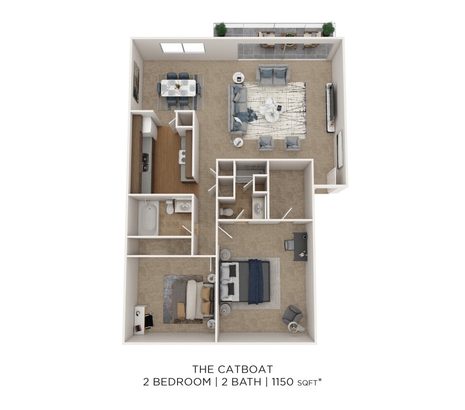 Floor Plan - Two Bedroom 2 Bath