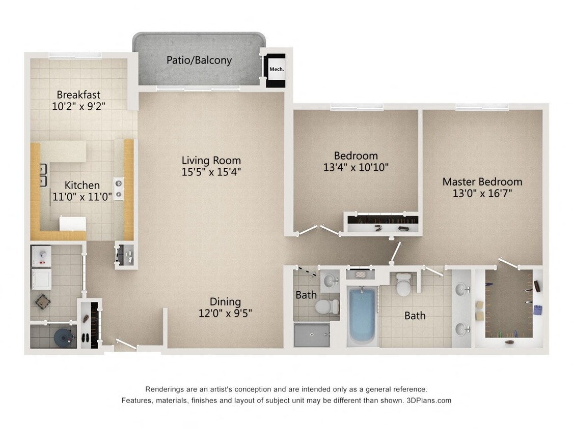 Floor Plan - 2 Bedroom 2 Bath Type C