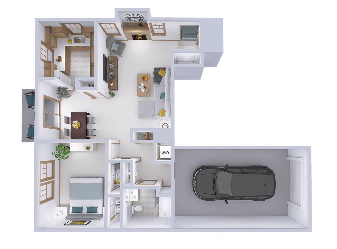 Floor Plan - 1 Bed, 1 Bath Lower (A1)