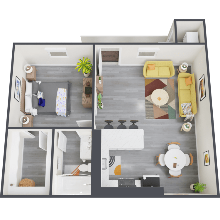 Floor Plan - 1 Bed 1 Bath