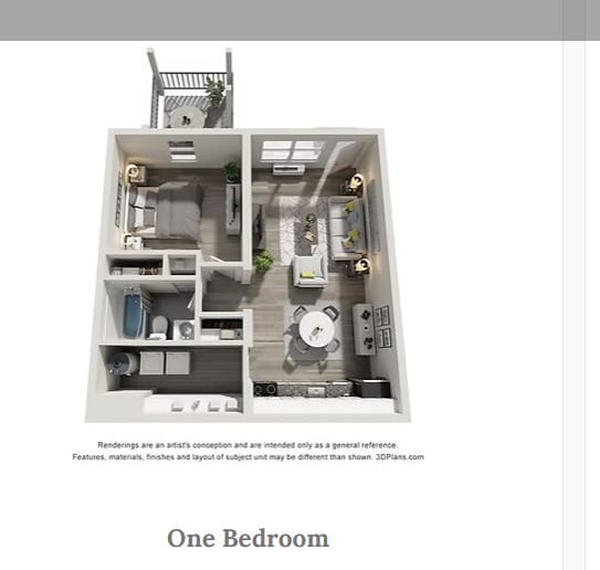 Floor Plan - One Bedroom One Bath Apartment