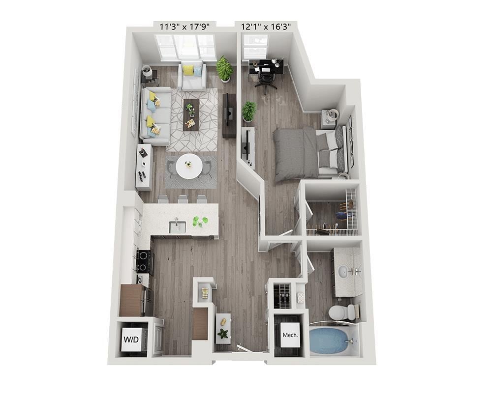 Floor Plan - One Bedroom A1U