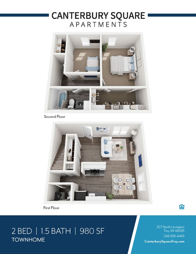 Floor Plan - 2 Bedroom 1.5 Bathroom Townhouse