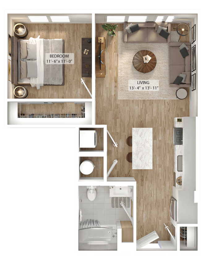 Floor Plan - 1 Bed/1 Bath-A5