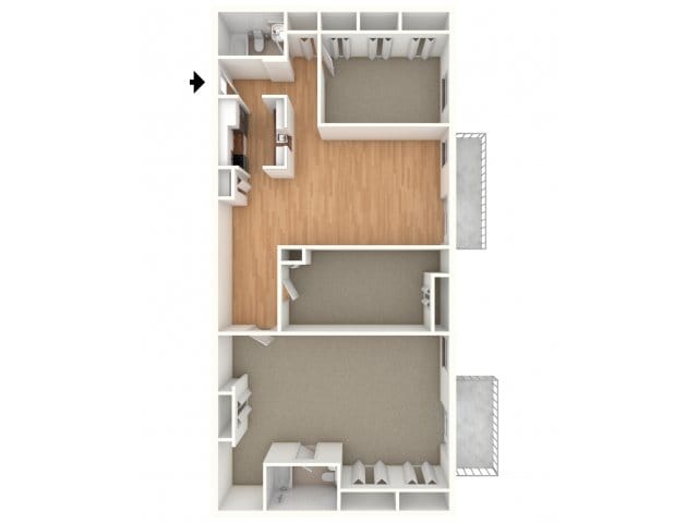 Three bedroom floor plan - Three Bedroom Two Bath