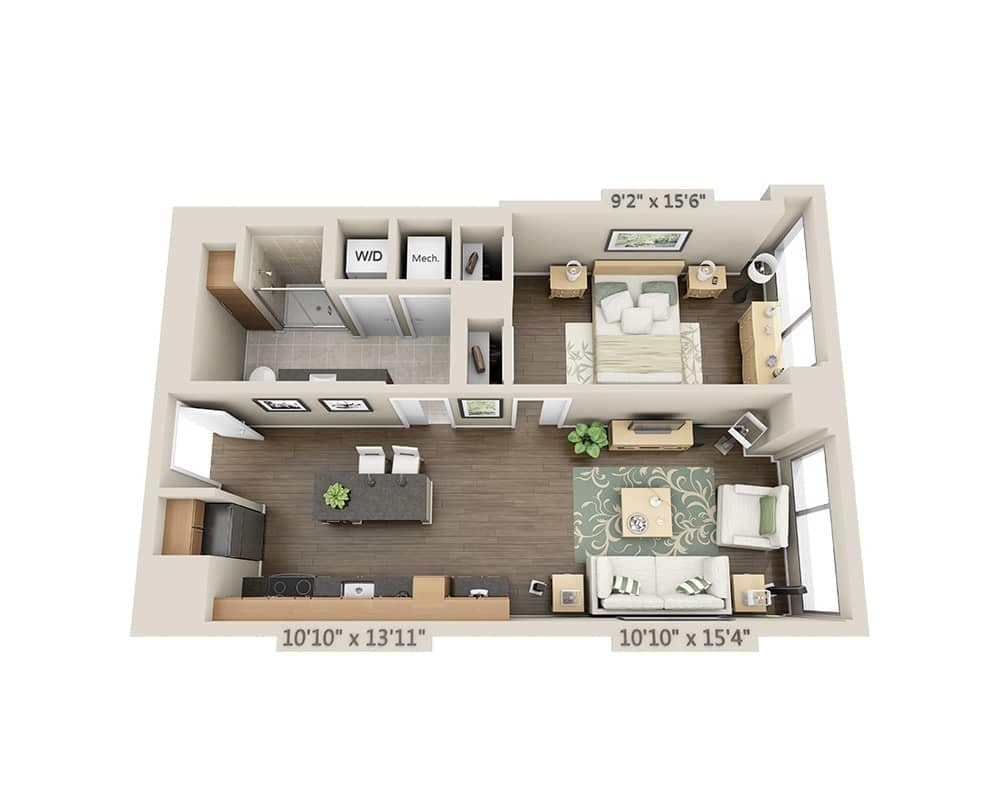 Floor Plan - One Bedroom A1F
