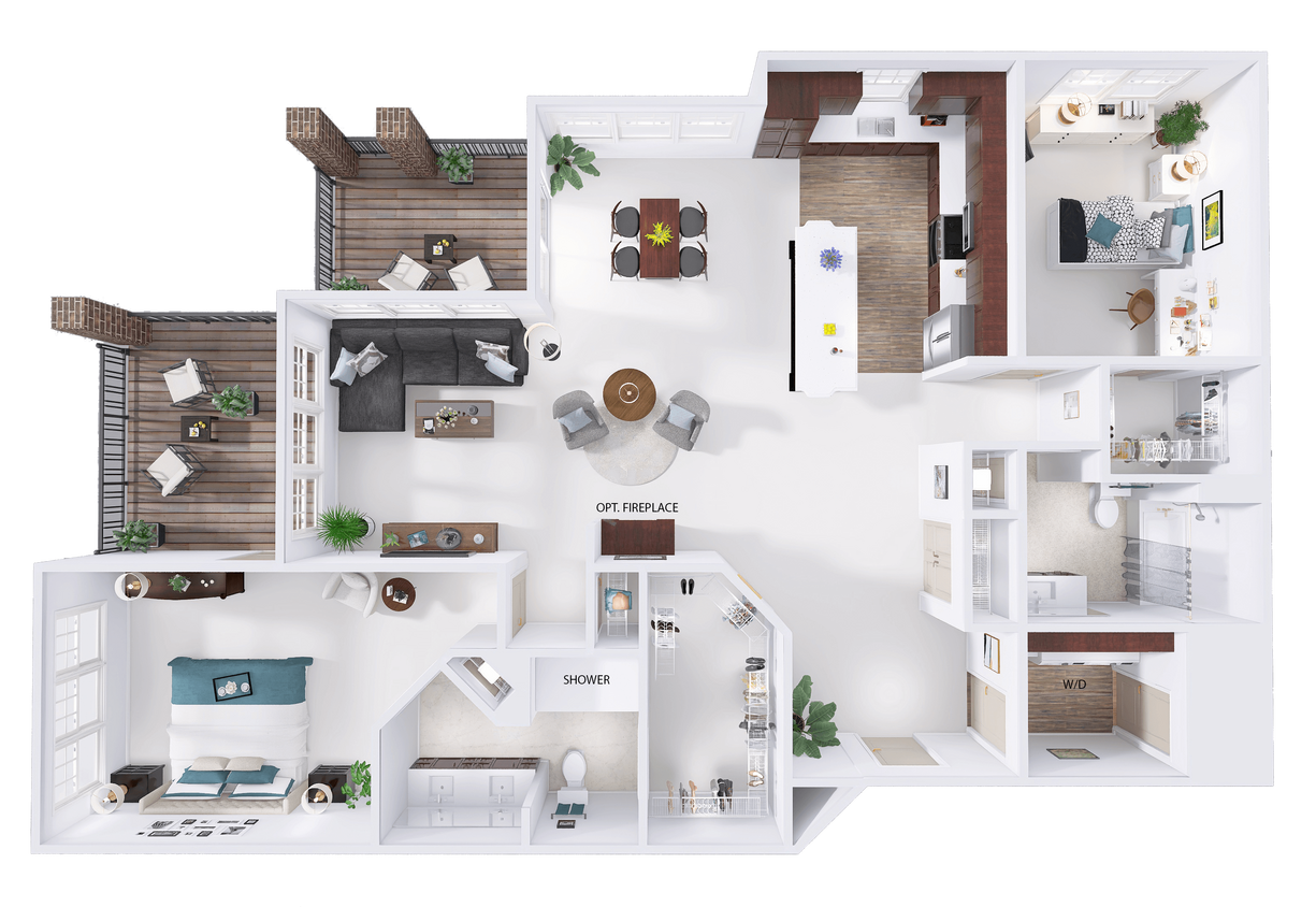 Floor Plan - CrossTown - F2 - 2 Bed - 2 Bath