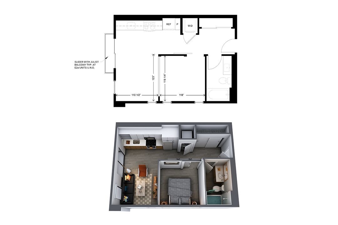 Floor Plan - a2 Urban 1 Bedroom