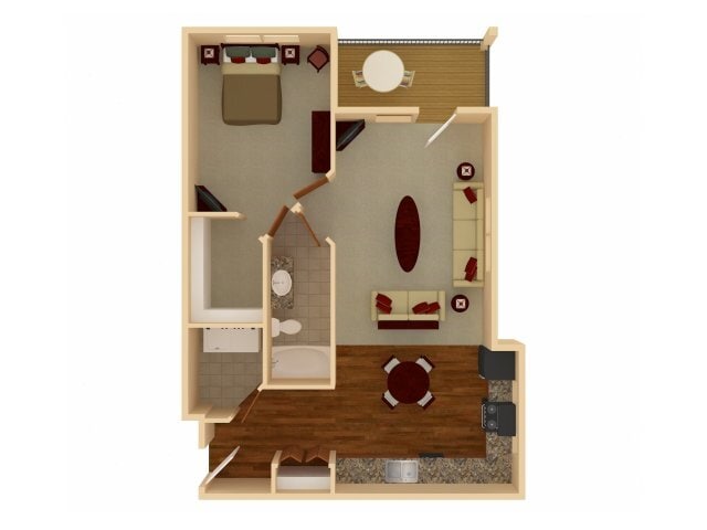 Floor Plan - Sandy | 1 Bedroom 1 Bathroom
