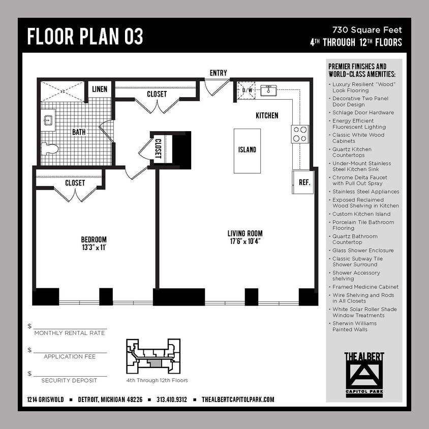 Floor Plan - 1 Bedroom Unit - A3