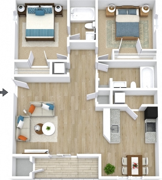 Floor Plan - Two Bedroom - Fully Renovated