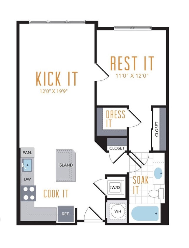 Floor Plan - 1 Bed 1 Bath