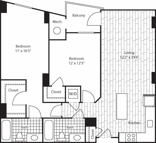 Floor Plan - 2 Bedroom- 1086