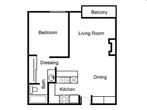 1BR/1BA - 1BR/1BA A