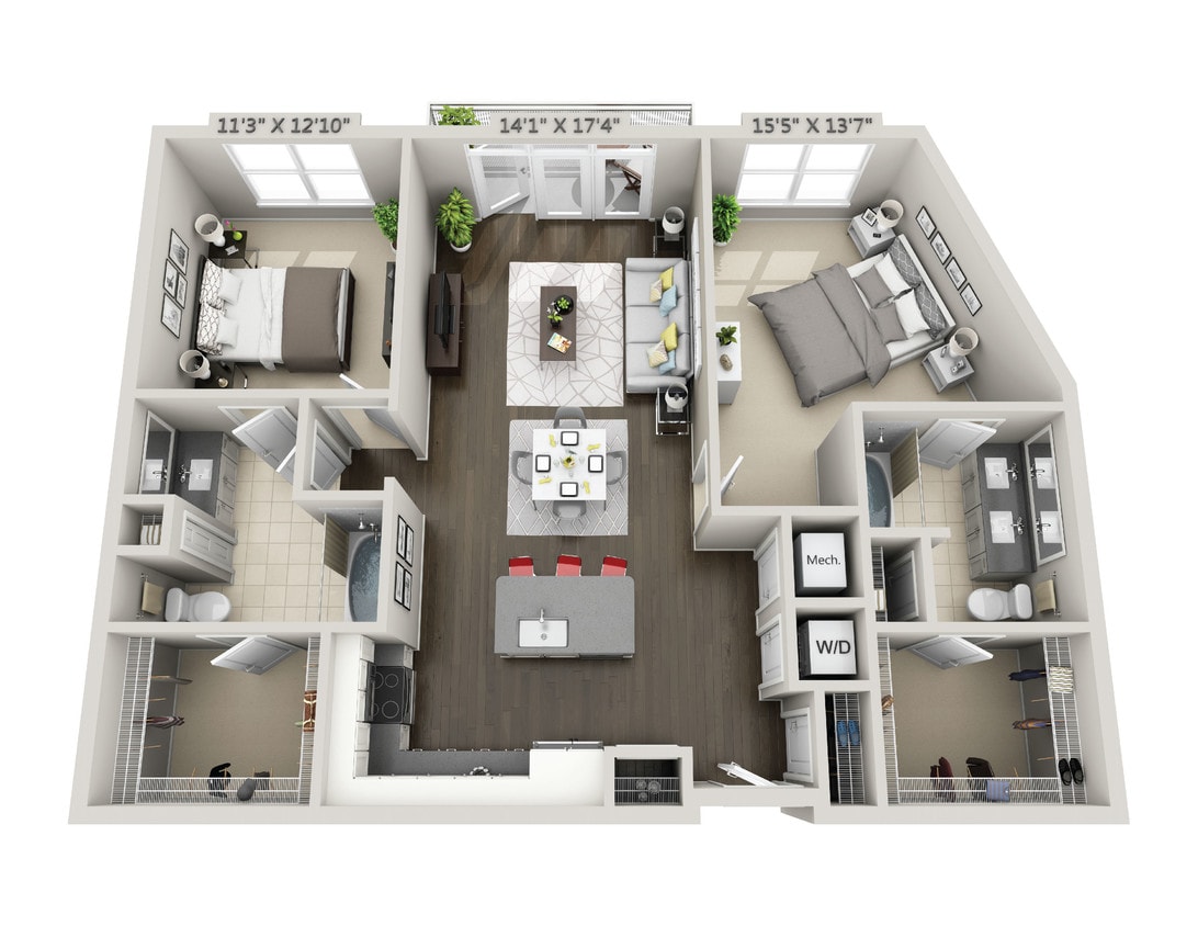 Floor Plan - C6 2 Bedroom 2 Bath