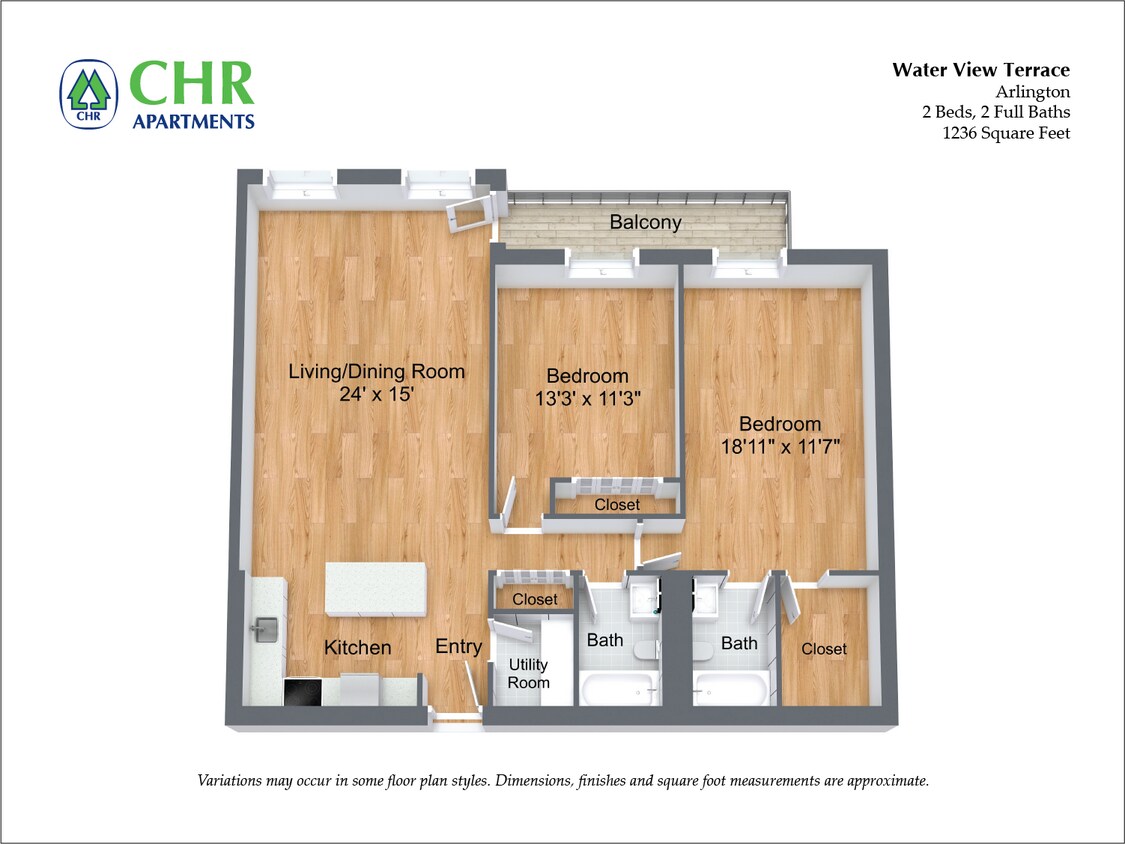 Floor Plan - 2 Bed/2 Bath Large with Balcony