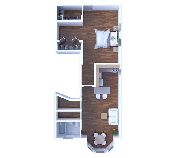Floor Plan - 1 Bedroom Floor Plan A7 678 2