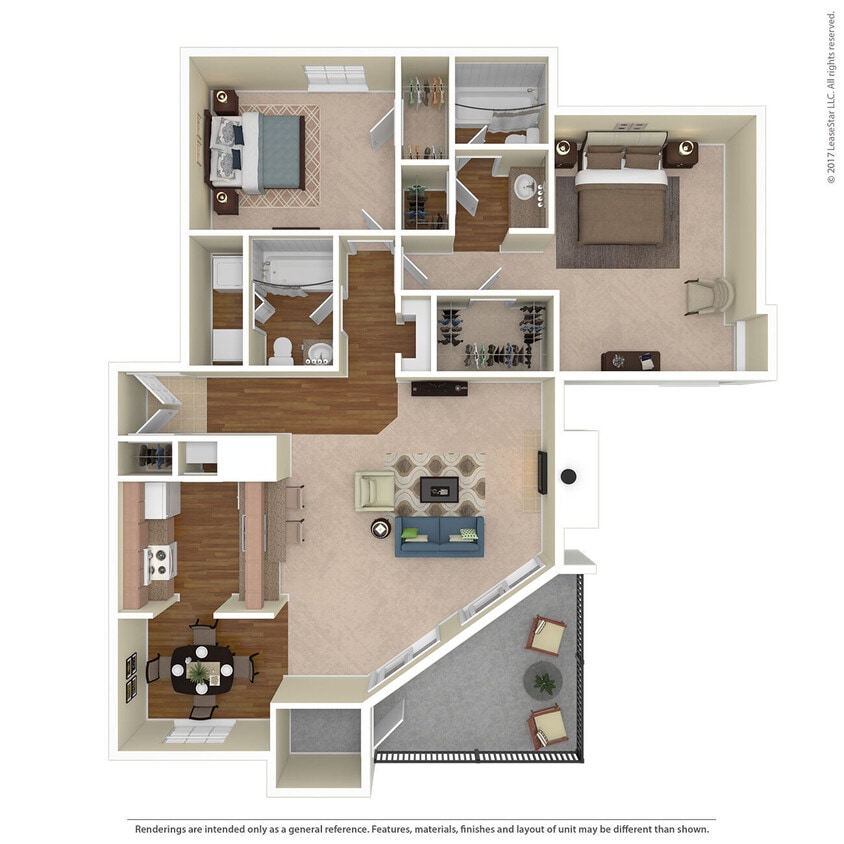 Floor Plan - 2 Bed 2 Bath 1263 SqFt (1123 Net)