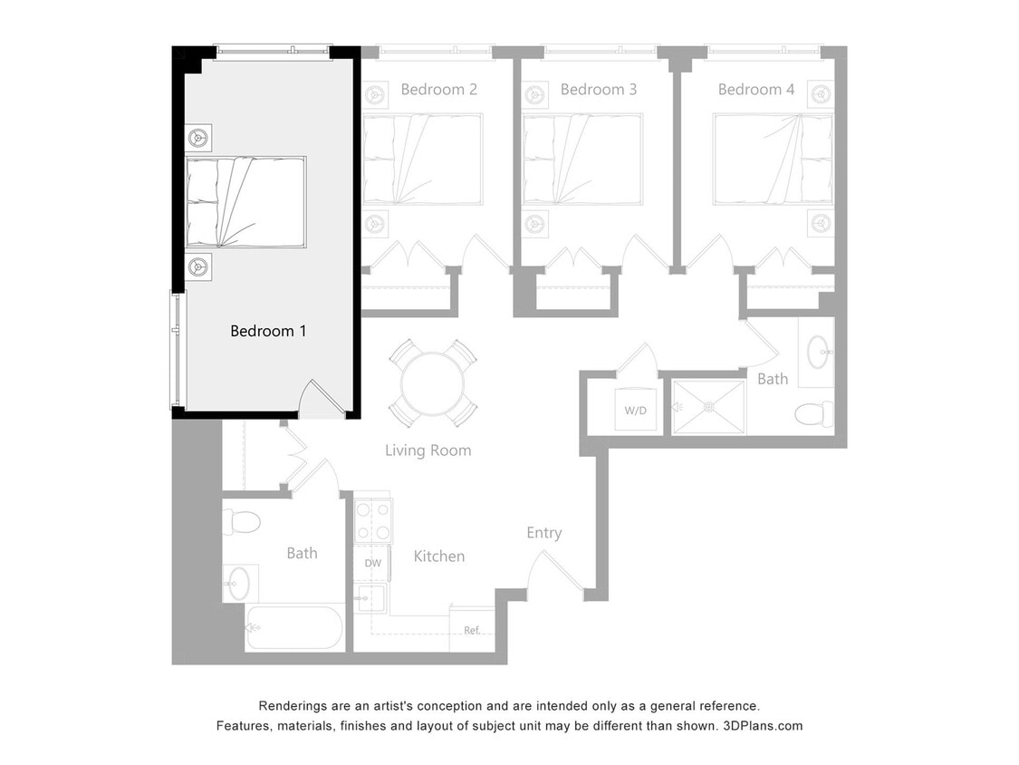 The Reserve_I1, L1 & M1 - Furnished Room in a 4 Bedroom 2 Bathroom (I1)