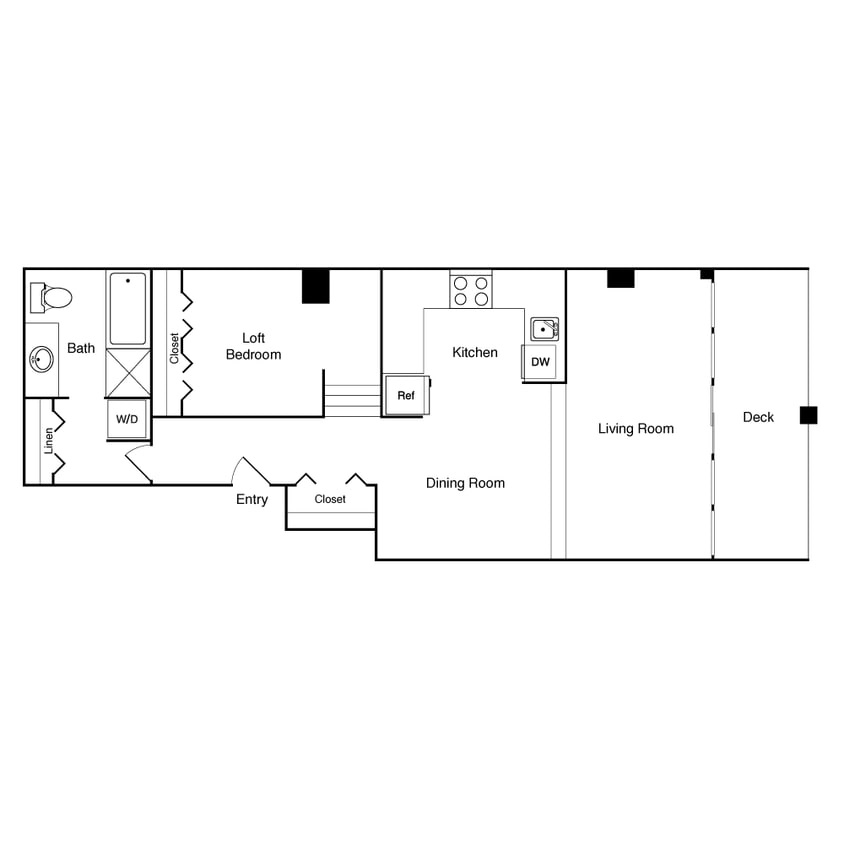 Floor Plan - 1 Bed Loft 510 NW