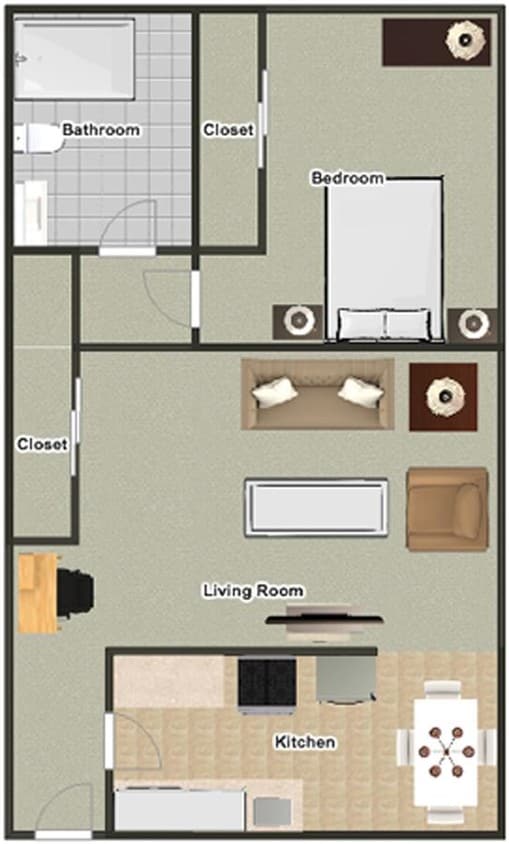 1 bedroom floor plan - 1BR/1.0BA