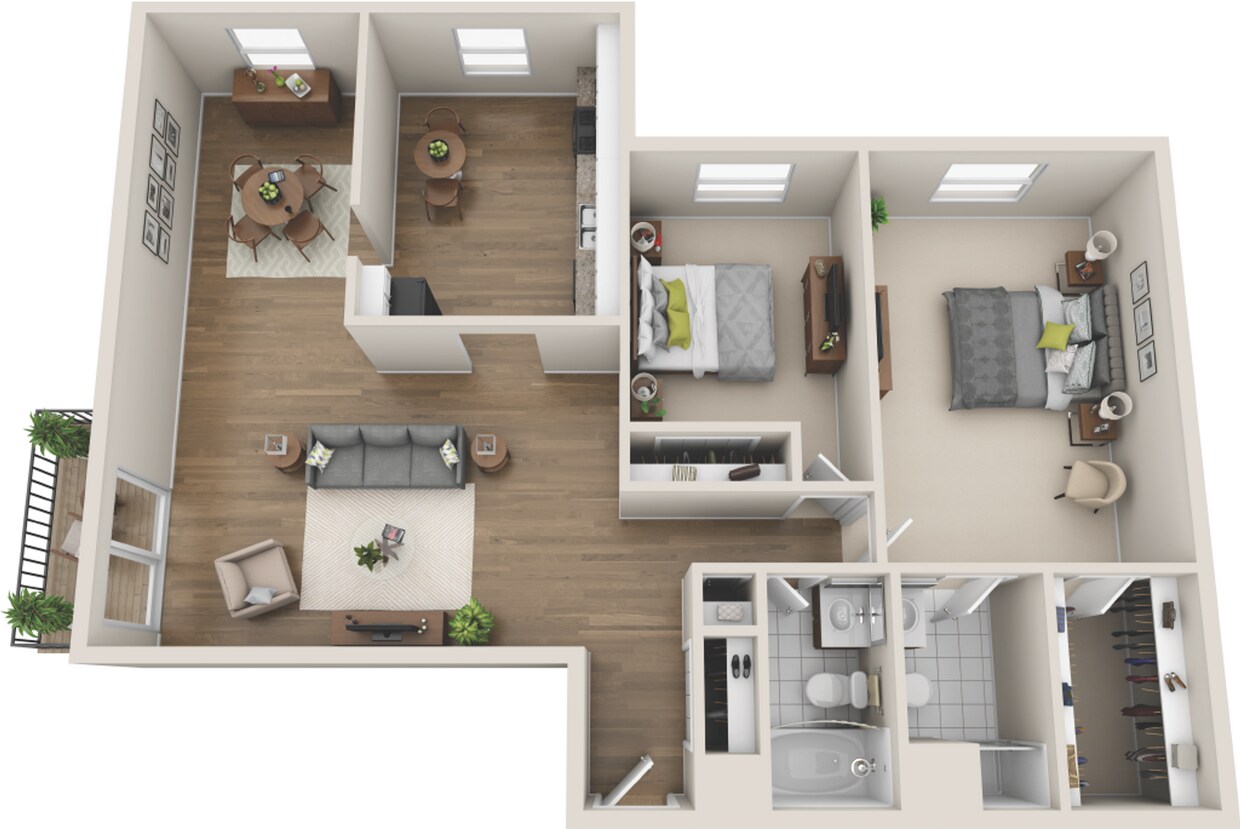Floor Plan - 2 Bed 2 Bath Alpine Renovated
