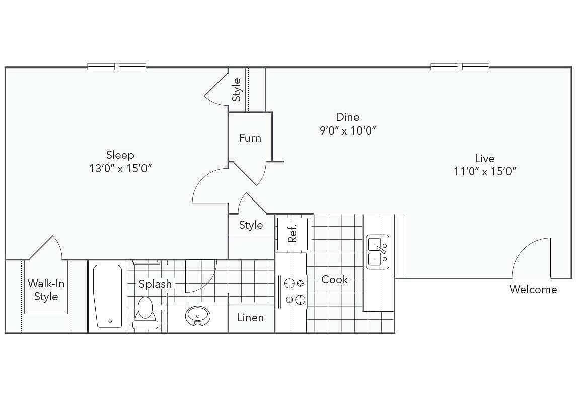 A1 | 1-Bedroom Floorplan - A1