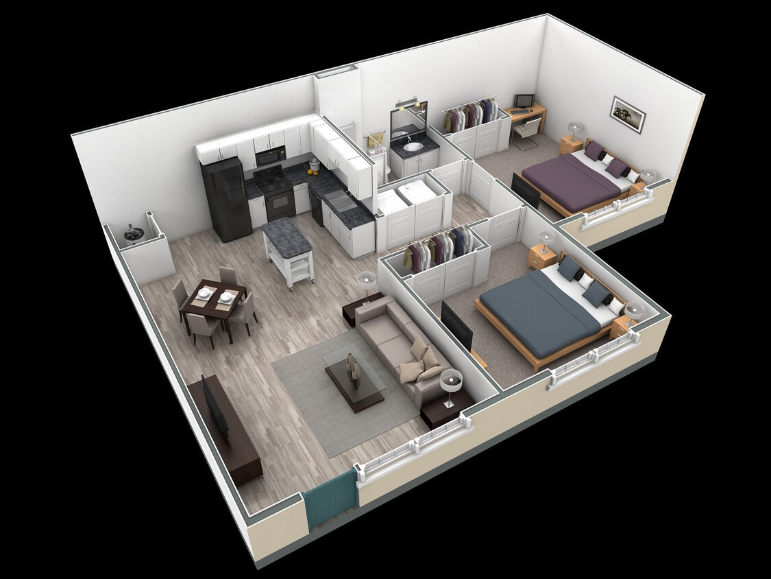 Floor Plan - 2-1 BR Retreat Courtyard