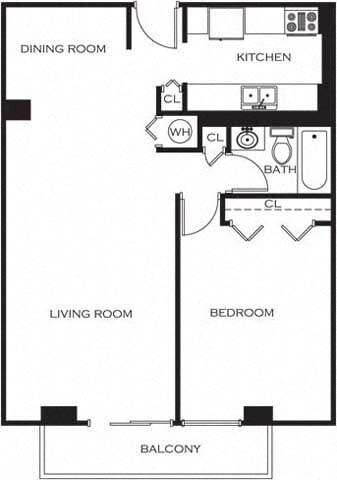 Floor Plan - 1 Bed 1 Bath