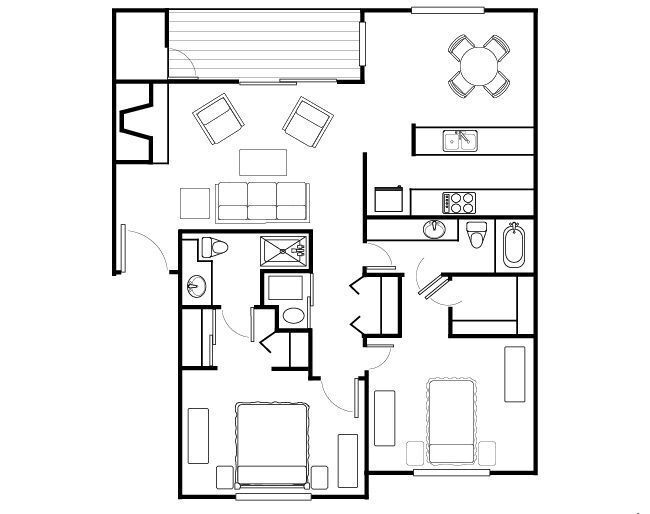 Floor Plan - 2x2 B