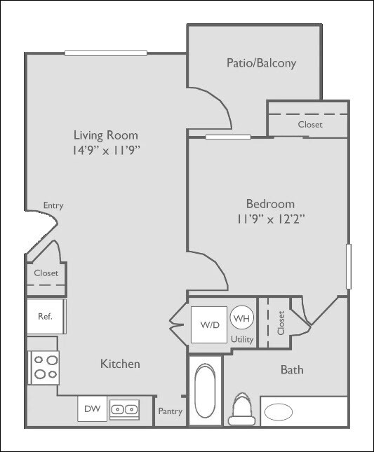 Floor Plan - A2U | 1 Bed, 1 Bath