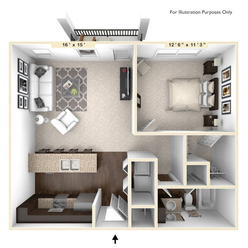 Floor Plan - The Vienna 1 BR 1 BA