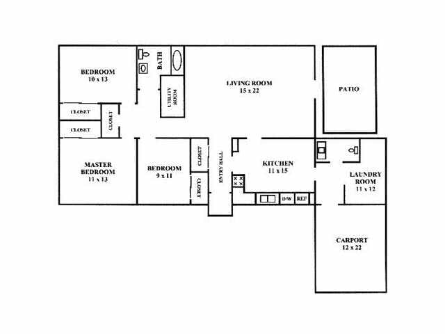 3 Bed 1.5 Bath Twin Single - Three Bedroom Twin Single