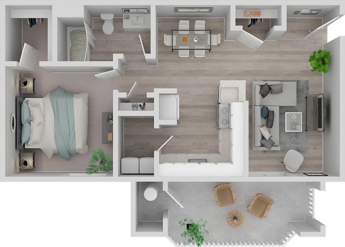 Floor Plan - 1BD 1BTH