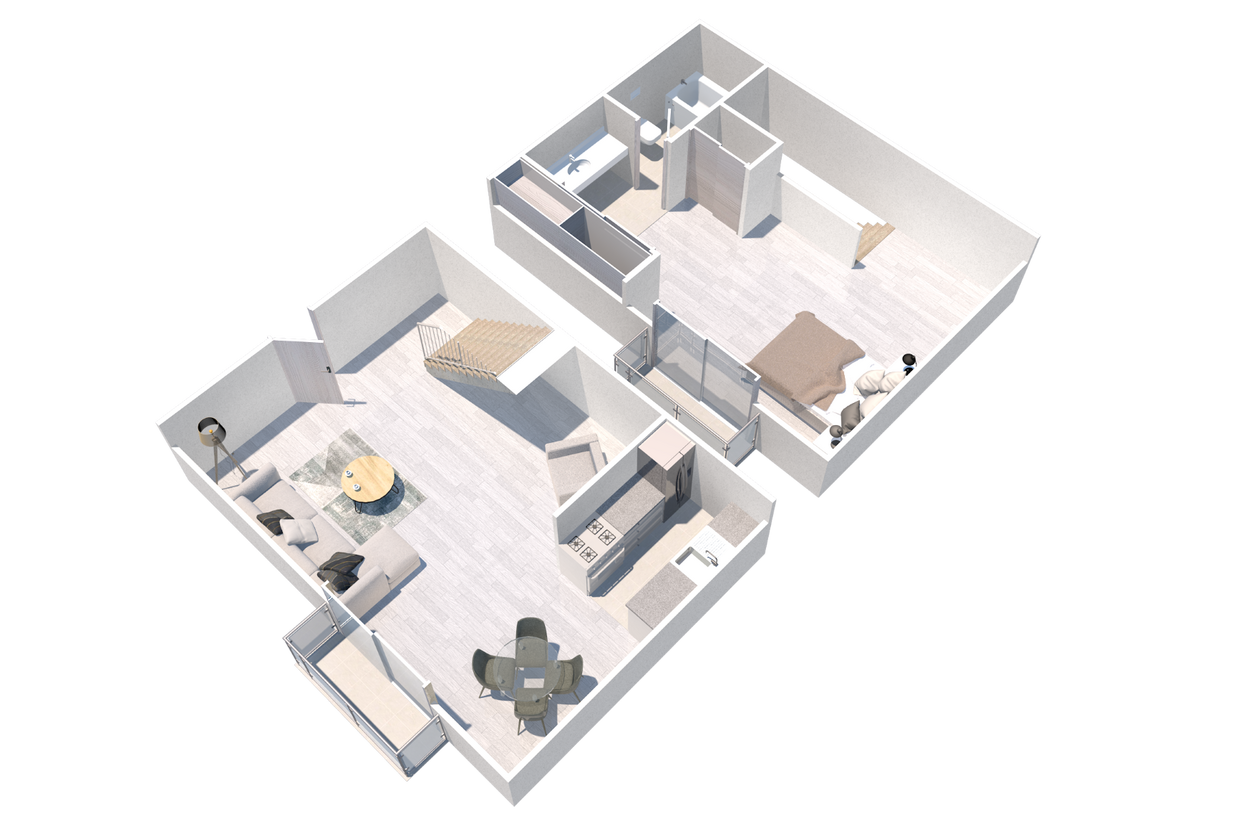 Floor Plan - One Bedroom Townhome