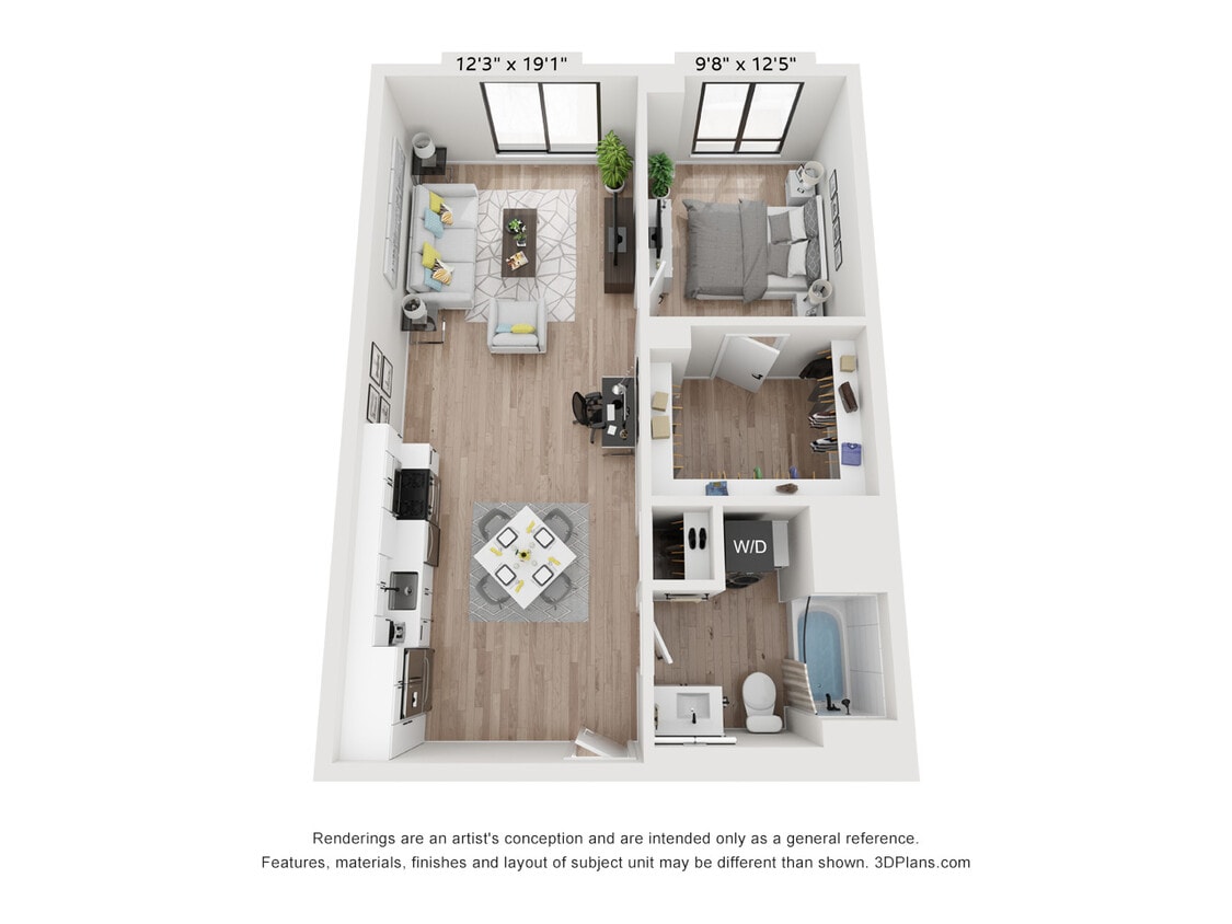 Floor Plan - 1 BD + Den