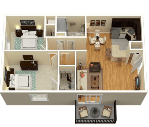 Floor Plan - Premier 2 Bedroom 1 Bath