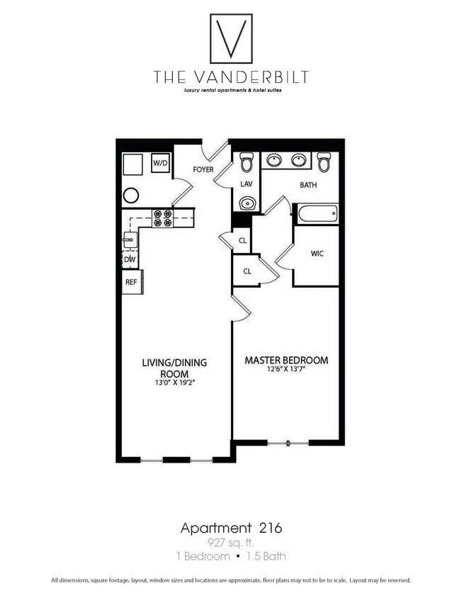 Floor Plan - 1 Bed - 1.5 Bath