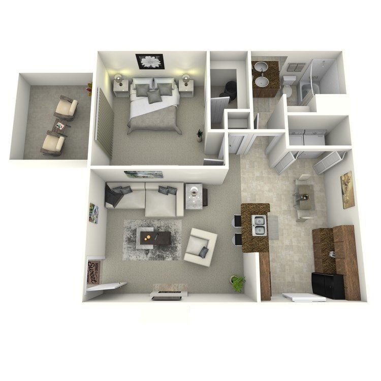 Floor Plan - Renovated One Bedroom One Bath