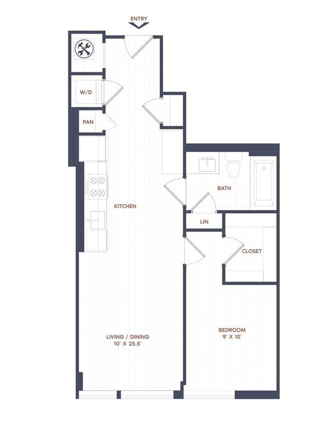 Floor Plan - 1 Bed/1 Bath-A03
