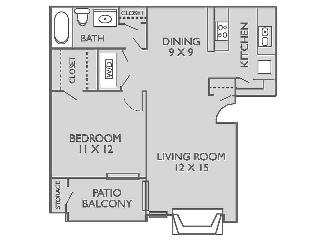 11c Floorplan - 1 Bed, 1 Bath (60% Income Restricted)