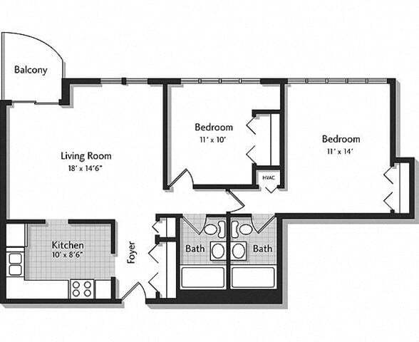 Floor Plan - 2D w/ Balcony