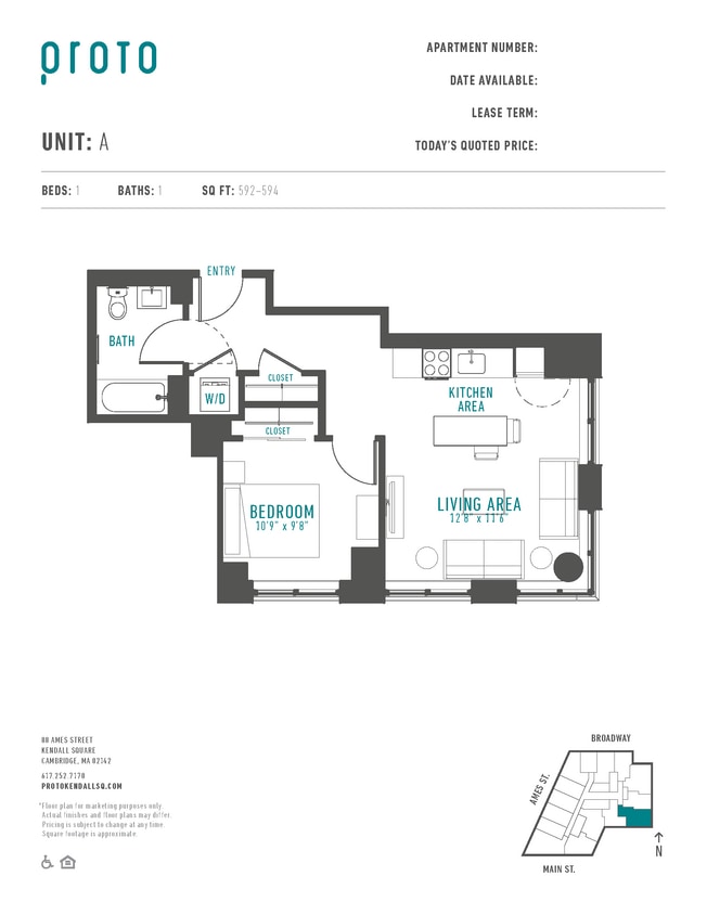 Floor Plan - 1 Bed/1 Bath-A