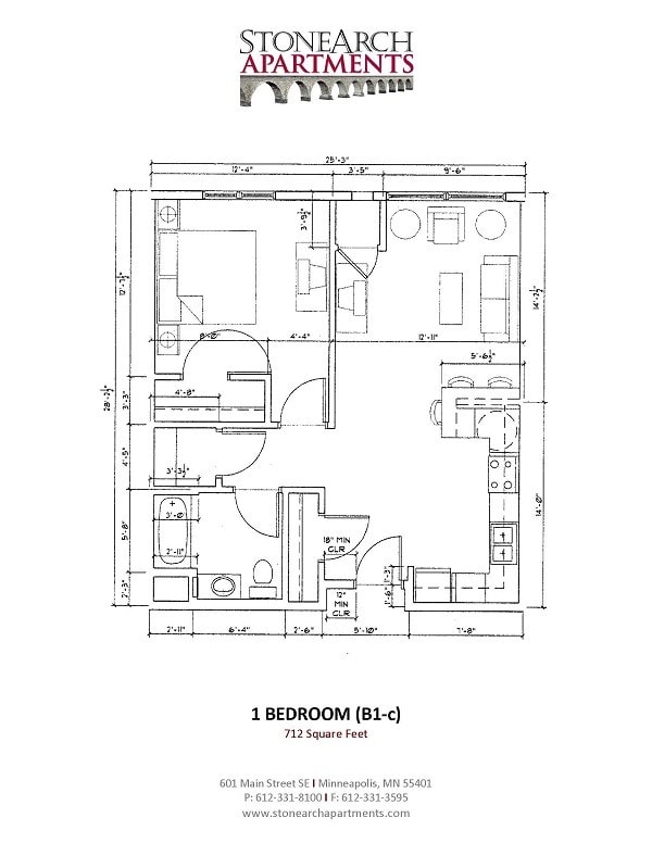 Floor Plan - 1 Bedroom (B1-c)