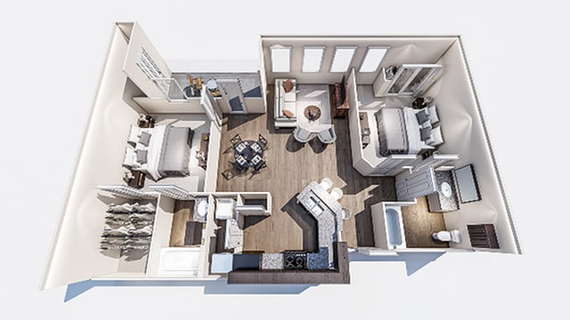 Discover the perfect blend of style and comfort with this modern 2-bedroom apartment floor plan. - B1R
