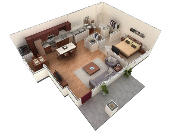 Floor Plan - 1 BR Grand Courtyard