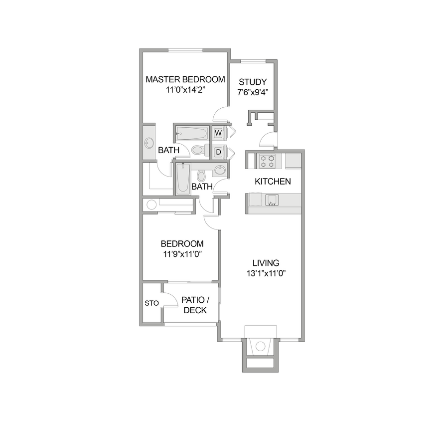 2 Bed 2 Bath With Den - B3