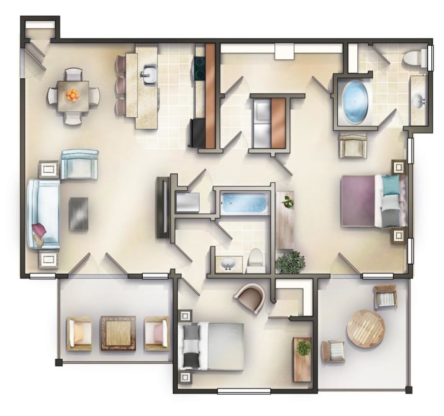 Floor Plan - The Belvedere w/Balcony